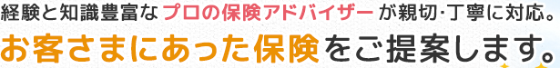 経験と知識豊富なプロの保険アドバイザーが親切･丁寧に対応。